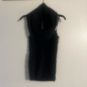 Vintage Express fur sleeveless/ backless turtleneck shirt.     Size XS